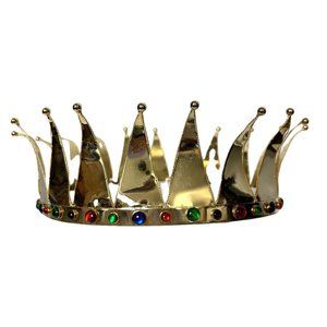 King Queen Royal  Jester Metal Crown with jewels NOS NWOT